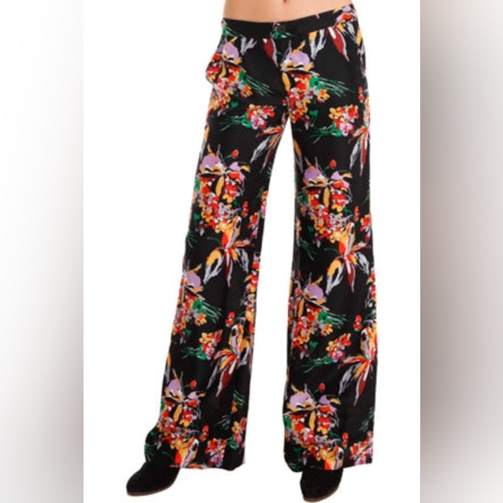 Derek Lam 10 Crosby Silk Floral Flare Pants